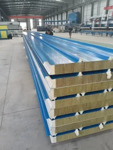 Excellent Thermal Insulation Fire Resistant Eco Friendly Rock Wool Core Moisture Proof PU Edge Sealed Modern Sandwich Wall Roof