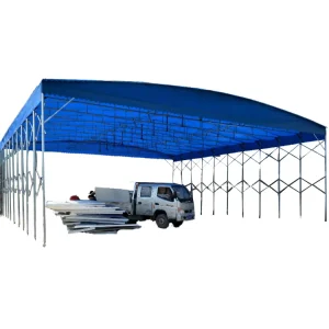 Expandable Movable Sliding Galvanized Steel Canopy Shelter with Flame Retardant PVC Fabric for Modern Car Garage Warehouse Use