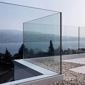 Exterior Aluminum Frameless U Channel Tempered Glass Railing for Modern House