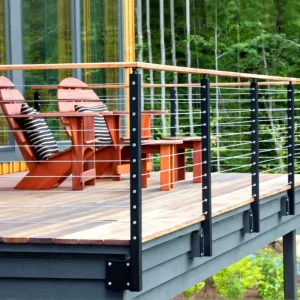 Exterior Black Deck Wire Rope Balustrade Adjustable Balcony Stainless Steel Deck DIY Cable Railing System