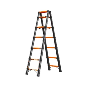 Extractable Thickened Carbon Steel Folding Portable Straight Household Herringbone Ladder