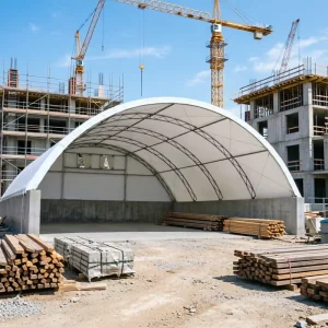 Fabricated Container Roof Mounted Shelter Premium Waterproof PVC Cover with HDG Steel Frame for Temporary Warehouse Storage