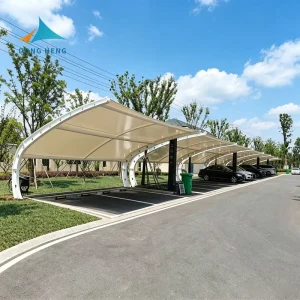 Factory Custom PVDF Tensile Membrane Car Parking Shelter, Large Span Galvanized Steel Frame Villa Garage Canopy