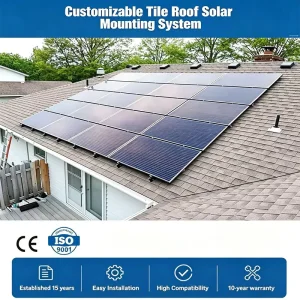 Factory Custom Solar Tile Roof Mount Hook System for Residential PV Panels Adjustable SUS304 Bracket with Aluminum Rail Kit