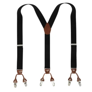 Factory Direct Price New Fashion Men’s Braces 6 Clips Y Shape PU Leather Suspenders Steel Buckle 3.5cm Width Custom Brand OEM