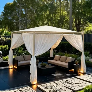 Factory Direct Square Steel Powder Coated Pavilion Garden Canopy Durable Weather Resistant Corrosion Proof Backyard Large Shade