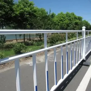 Factory Direct Steel Municipal Guardrail Road Traffic Safety Anti Collision Barrier with Custom Blue Stripe
