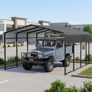 Factory Heavy Duty Steel Carport Galvanized Metal Frame Peak Roof Outdoor Portable Garage Canopy Vehicle Shelter OEM