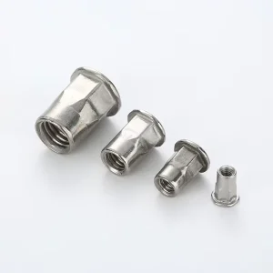 Factory M6 M12 Galvanized Rivet Nuts 304 Stainless Steel Rivet Nuts Flat Head Knurled Rivet Nuts Half Hex Rivet Nuts