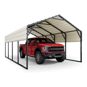 Factory Price Heavy Duty Galvanized Steel Roof Metal Carport Canopy for Cars Boats Trucks Outdoor Storage Shed GRY Col