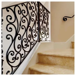 Farmhouse Distressed Wrought Iron Railing Weatherproof Matte Painted Yard Guardrail for Country Homestay Garden