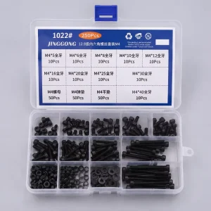 Fastener Assortment Kit Hex Socket Machine Screws Bolts Nuts Washers Industrial Construction Hardware Set Stainless Carbon Steel
