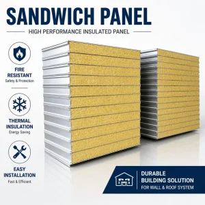 Fire Resistant Glass Wool Sandwich Panel Insulated Roof and Wall Panel for Industrial Building Projects