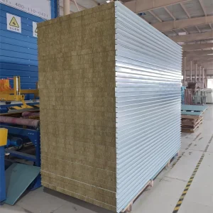Fire Resistant Heat Insulation Eco Friendly Steel Rock Wool Sandwich Panel 100mm Warehouse Factory Temporary Building Hospital
