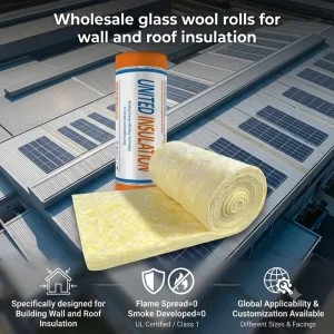 Fire Resistant Thermal Glass Wool Insulation Roll Fiberglass Insulation For Building Roof Wall UET MBI R235 Lana De Vidrio