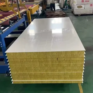 Fireproof Durable Anti-Corrosion Heat Thermal Insulating Wall Roof Panels with Rock Wool Core Sandwich Structure
