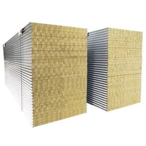 Fireproof Eco Friendly Rock Wool Steel Metal Wall Roof Sheet Water Resistant Sound Insulation Exterior Wall Cold Room Warehouse