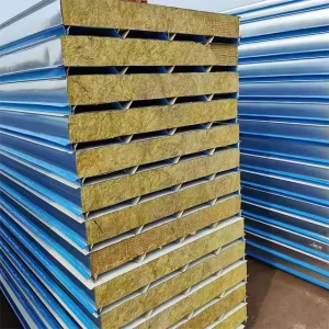 Fireproof Heat Insulating Soundproof Color Steel Rock Wool Sandwich Panels Anti Corrosion Water Resistant Wall Roof Cleanroom