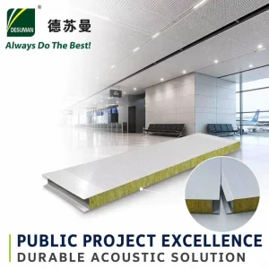 Fireproof Heat Insulating Waterproof Lightweight Fast Installation Perforated PPGI Rock Wool Sound Absorbing Low Sandwich Panel