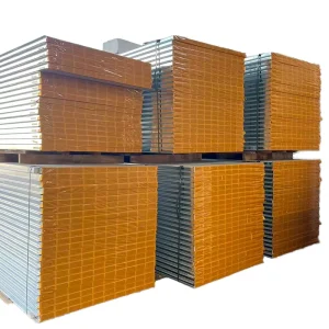 Fireproof High load bearing Metal Rock Wool Sandwich Panels Suitable for Cleanroom and Warehouse Walls