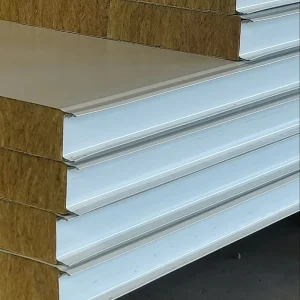 Fireproof Rock Wool Core Color Coated Steel Sandwich Panel for Industrial Building