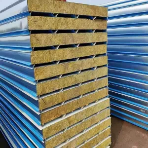 Fireproof Rock Wool Insulated Sandwich Board 50mm 150mm Thickness for Wall Roof Color Steel Rock Wool Sandwich Panel
