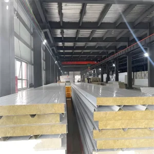 Fireproof Rock Wool Sandwich Panel 50mm Thick Exterior Wall Cold Room Thermal Insulation Eco Friendly Galvanized Steel