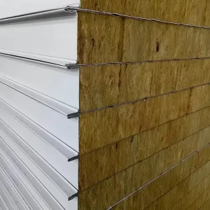 Fireproof Rock Wool Sandwich Panel Color Steel PPGI Rockwool Insulated Roof Wall Panel 50-150mm Thickness