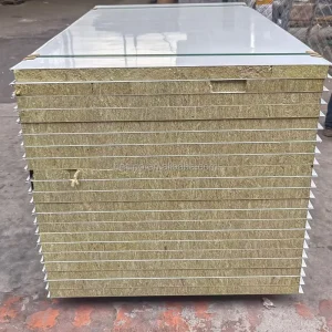 Fireproof Rock Wool Sandwich Panel Double sided Aluminum Flat 50mm Thick Rock Wool Sandwich Panels