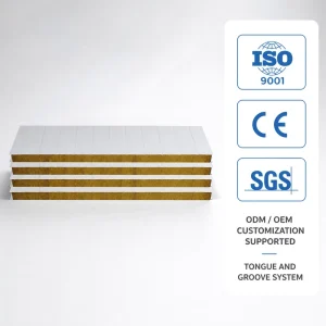 Fireproof Rock Wool Sandwich Panel Galvanized Steel Eco Friendly Modern Design 1150mm Width for Prefab House Factory Warehouse
