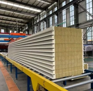 Fireproof Rock Wool Sandwich Panel with 50mm and 100mm Insulation Internal Sandwich Panel Used for Walls and Roofs