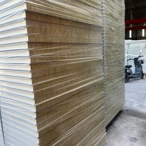 Flame Retardant Eco Friendly Rock Wool Galvanized Steel Color Roof Sheet Panel Fireproof Sandwich Insulation Warehouse Hotel