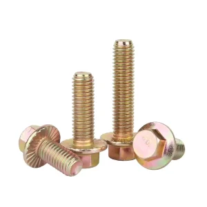 Flange Head Bolt Metric Steel Zinc Yellow Serrated Hex Flanged Bolt Equivalent to JIS 1189 Class 8.8