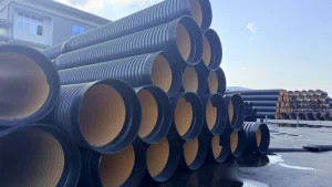 Flanged steel strip reinforced polyethylene spiral corrugated pipe