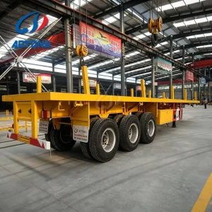 Flatbed Semi Trailer for Logistics Freight Company Long Distance Hauling 3 Axle Steel Deck Flat Bed Semi Trailer