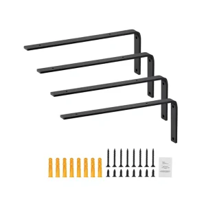 Floating Triangle Shelf Bracket Galvanized Steel Matte Black L Type Model 10*6