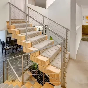 Flooring Mounted Stainless Steel Matt Black DIY Cable Railing Corner Post for Balcony and Staircase