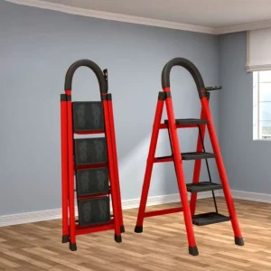Foldable Multi-Position Metal Extension Ladder with Non-Slip Features for Household and Outdoor Work
