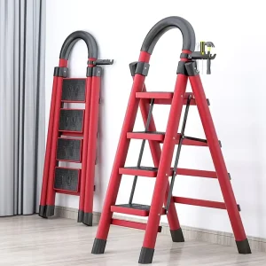 Foldable Telescopic Multi Functional Iron Step Ladder 150kg Load Capacity Lightweight 6kg Chinese Style Home Use