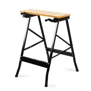 Folding Carpentry Sawhorse Trestle Workbench with Project Center and Vise, 5 kg