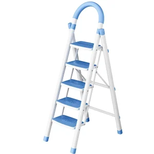 Folding Iron Single Side Step Ladder Indoor A Frame 4/5-Step Climbing Thickened Multi-function Telescopic Korean-style Design