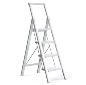 Folding Steel Step Ladder with Handrail and Optional Steps for Kitchen and Indoor Use