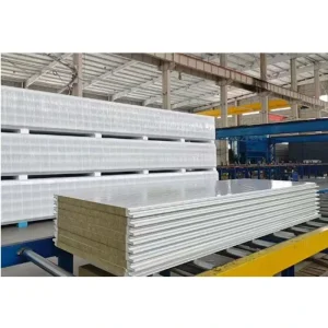 Food Processing Facility Sanitary Rock Wool Panel with PU Edge Sealing