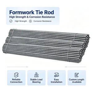 Formwork Threaded Tie Rod Q235 Steel 4.8 Grade Trapezoidal Thread Wall Penetrating Tie Rod Custom Length 0.6m to 3m