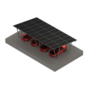 Four Columns Solar Carport Mounting System with Silver Finish Multiple Parking Spaces