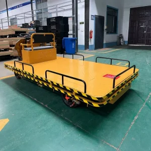 Four Wheel Electric Flatbed Carts Utility Electric Flat Trolley Industrial Cargo Transport Flatbed Cart