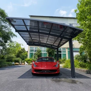 Freestanding Auto Shelter Metal Carport With Polycarbonate Roof and Solar Panel Mounting