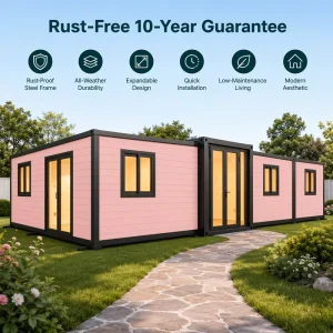 Fully Furnished Steel 2 Bedroom 1 Bath Easy Install Expandable Container House for Prefab Fireproof Panels Tiny Homes