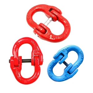 G80 High Strength Chain Sling Hammerlock Coupling Link with PVC Coating for Lifting Chains 1.12-31.5 Ton Capacity