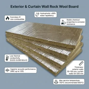 GB Standard Rock Wool Board 120kg/m3 100mm Sandwich Panels Rock Wool Industrial Design For Warehouses